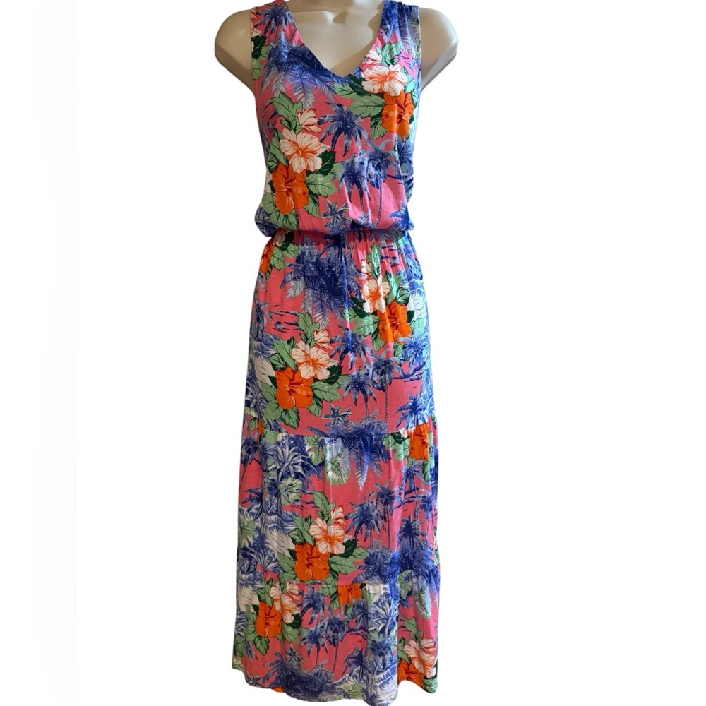 Tommy Bahama Tropical Floral Palm Print Maxi Dress Women’s Large